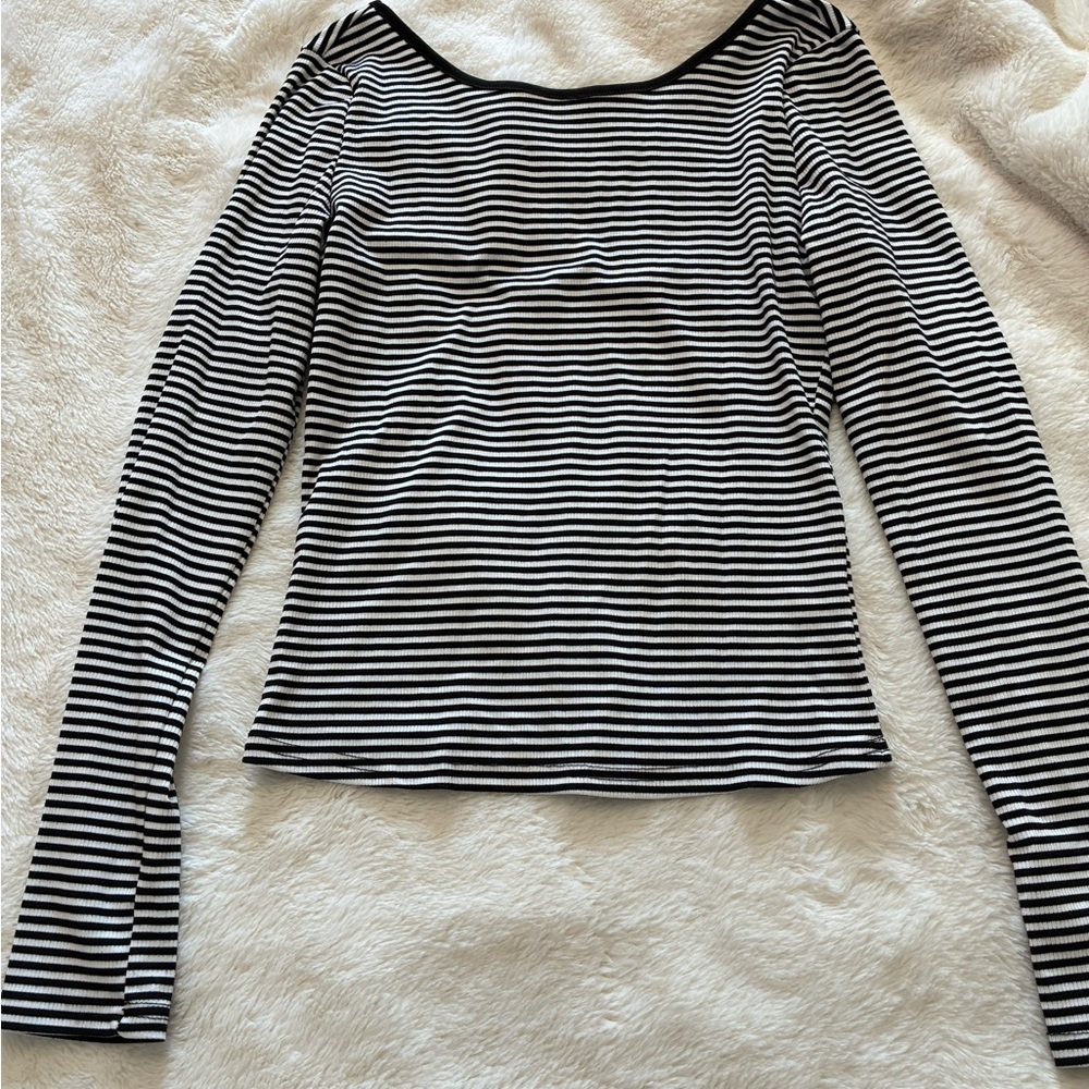 SHEIN Monochrome Striped Long Sleeve Top